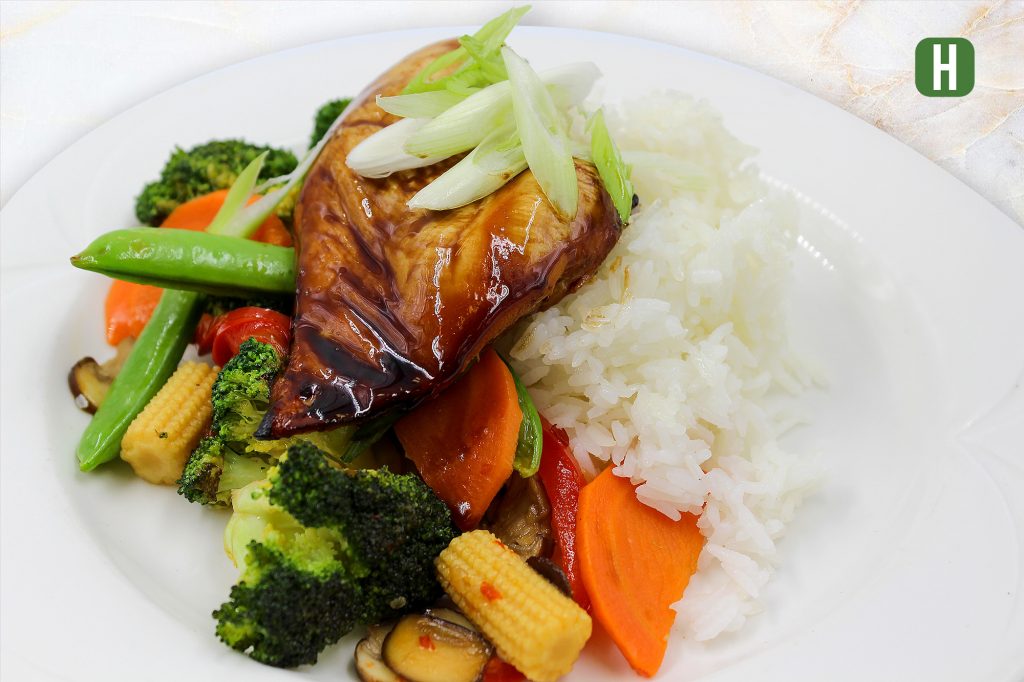 Chicken Teriyaki on Rice and Vegetables