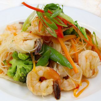 Sweet Chili Shrimp with Vegetables and Rice Noodles